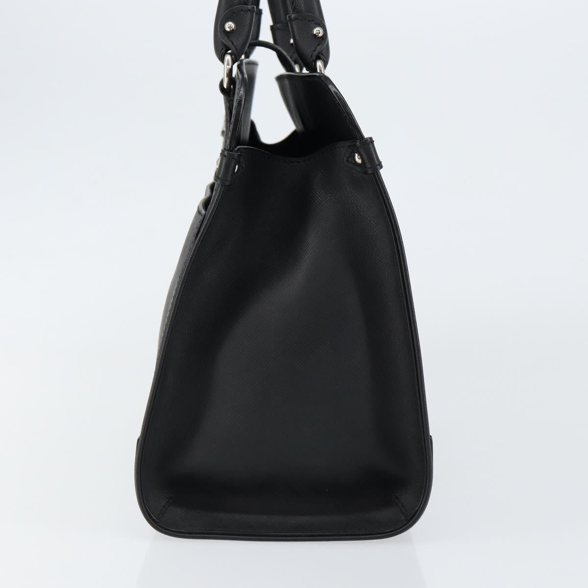 Salvatore Ferragamo Gancini Handbag Leather Black Leather Handbag (Authentic  )