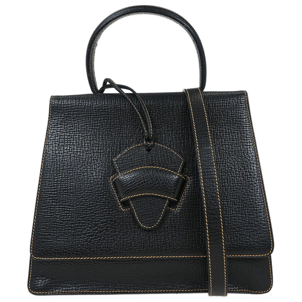 Loewe Barcelona Shoulder Bag Leather Black Leather Handbag (Authentic  )