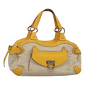 Salvatore Ferragamo Gancini Handbag Canvas And Leather Yellow Canvas Handbag (Authentic  )