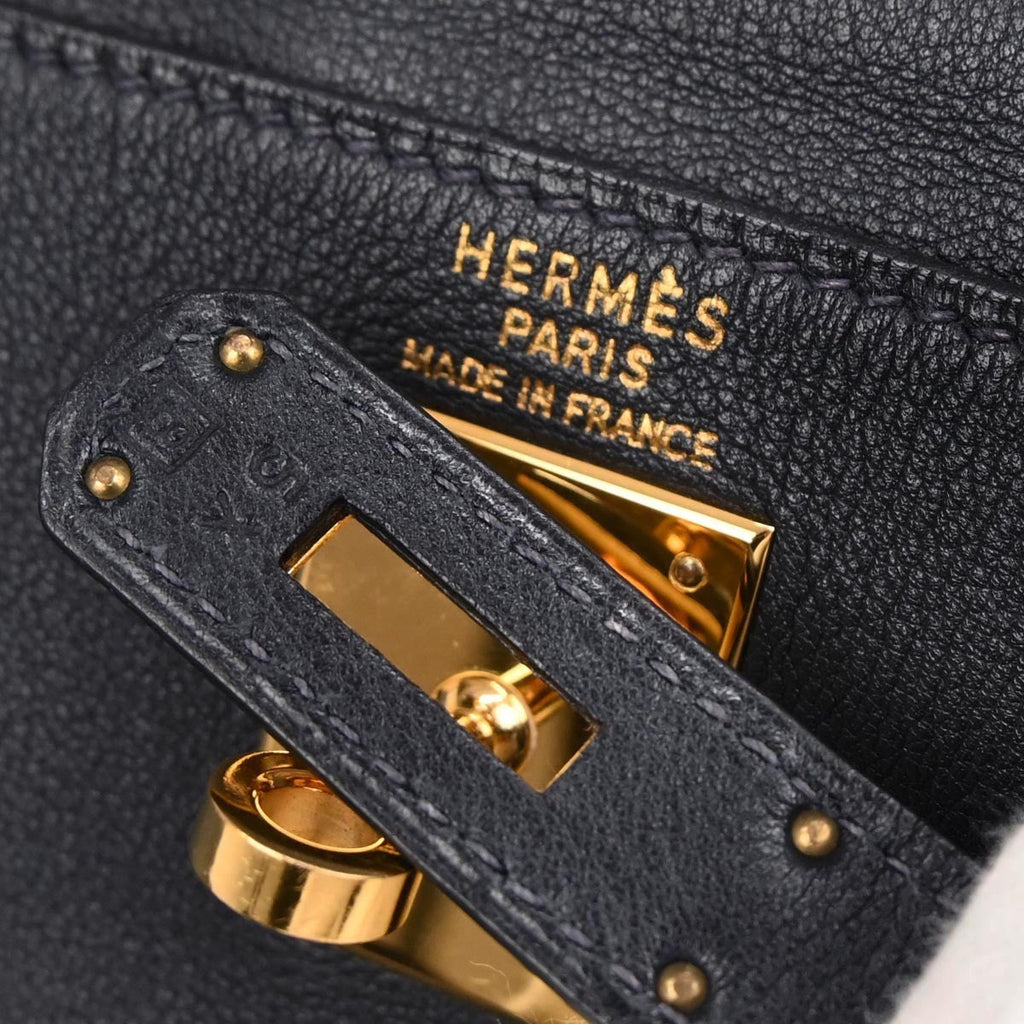 Hermes Kelly Handbag Blue Courchevel With Gold Hardware Blue Leather Handbag (Authentic  )
