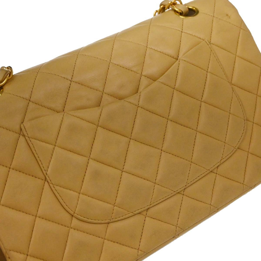 Chanel Timeless - Classic Double Flap Bag Leather Beige Calfskin Handbag ( )