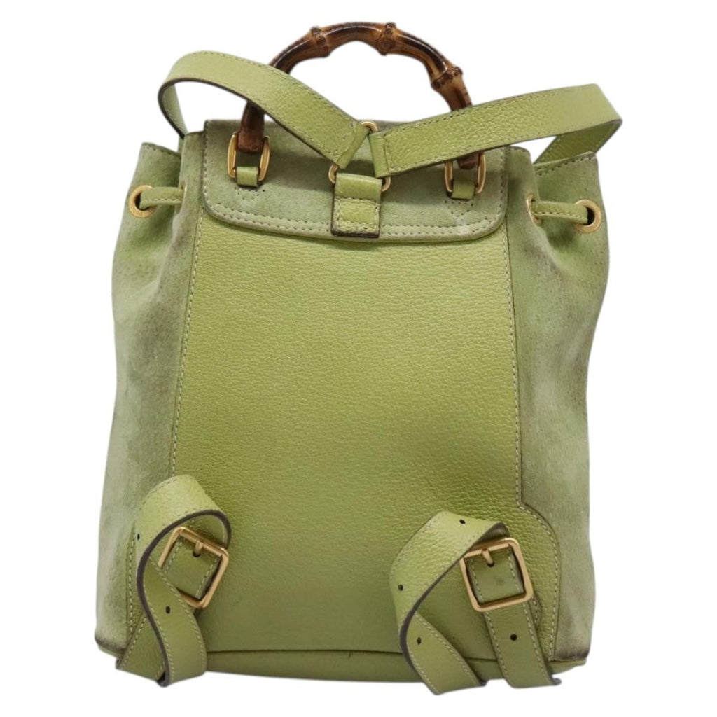 Gucci Gucci Bamboo Backpack Daim Green Suede Backpack Bag (Authentic  )