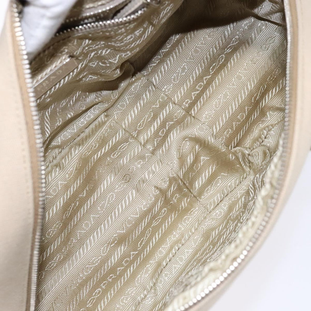 Prada Bauletto Bag Canvas With Leather Beige Canvas Bag (Authentic  )