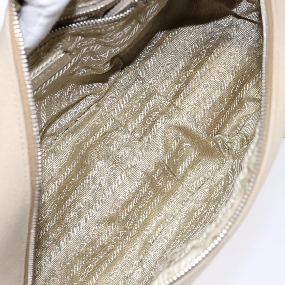 Prada Bauletto Bag Canvas With Leather Beige Canvas Bag (Authentic  )