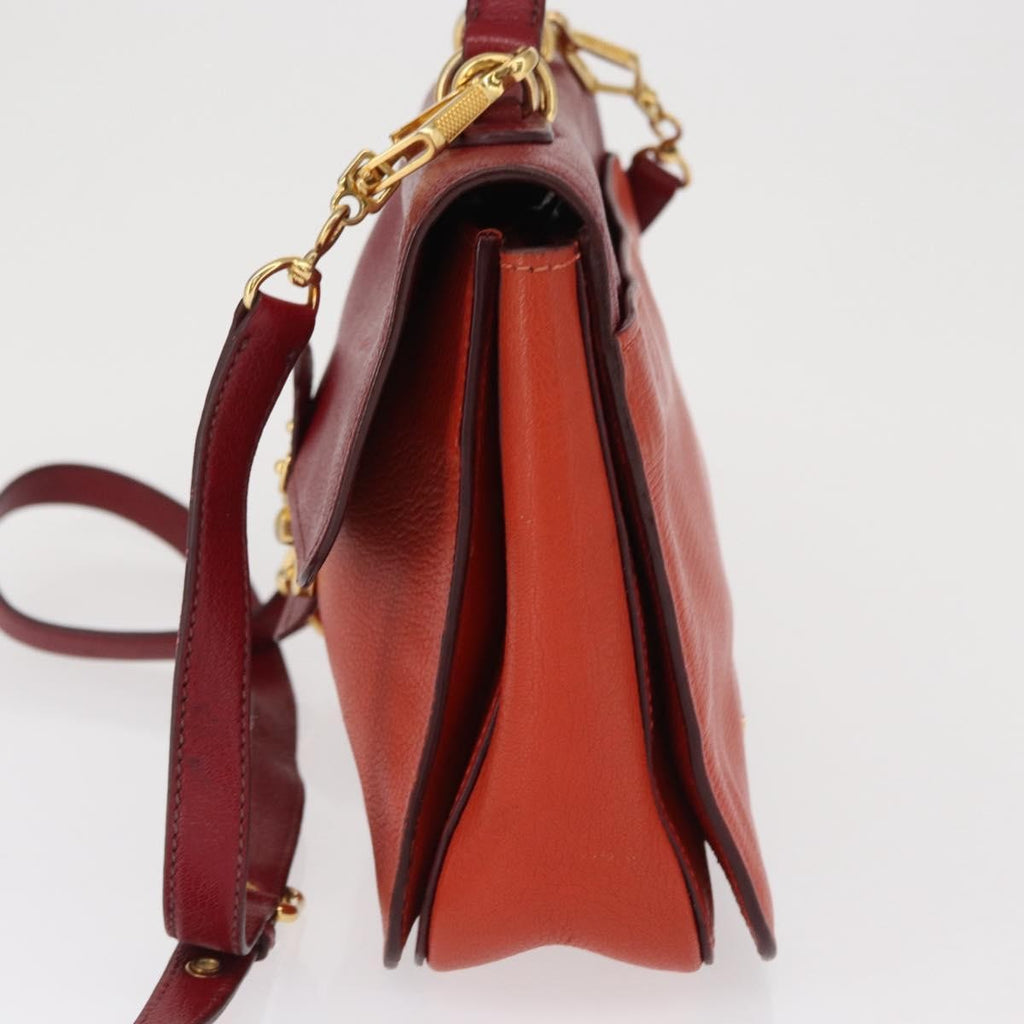 Miu Miu Madras Top Handle Bag Leather Red Leather Handbag (Authentic  )