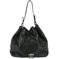Chanel On The Road Drawstring Bucket Bag Quilted Leather Black Calfskin Handbag ( )