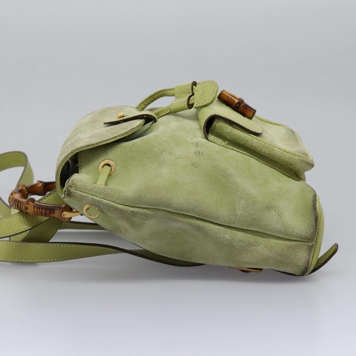 Gucci Gucci Bamboo Backpack Daim Green Suede Backpack Bag (Authentic  )