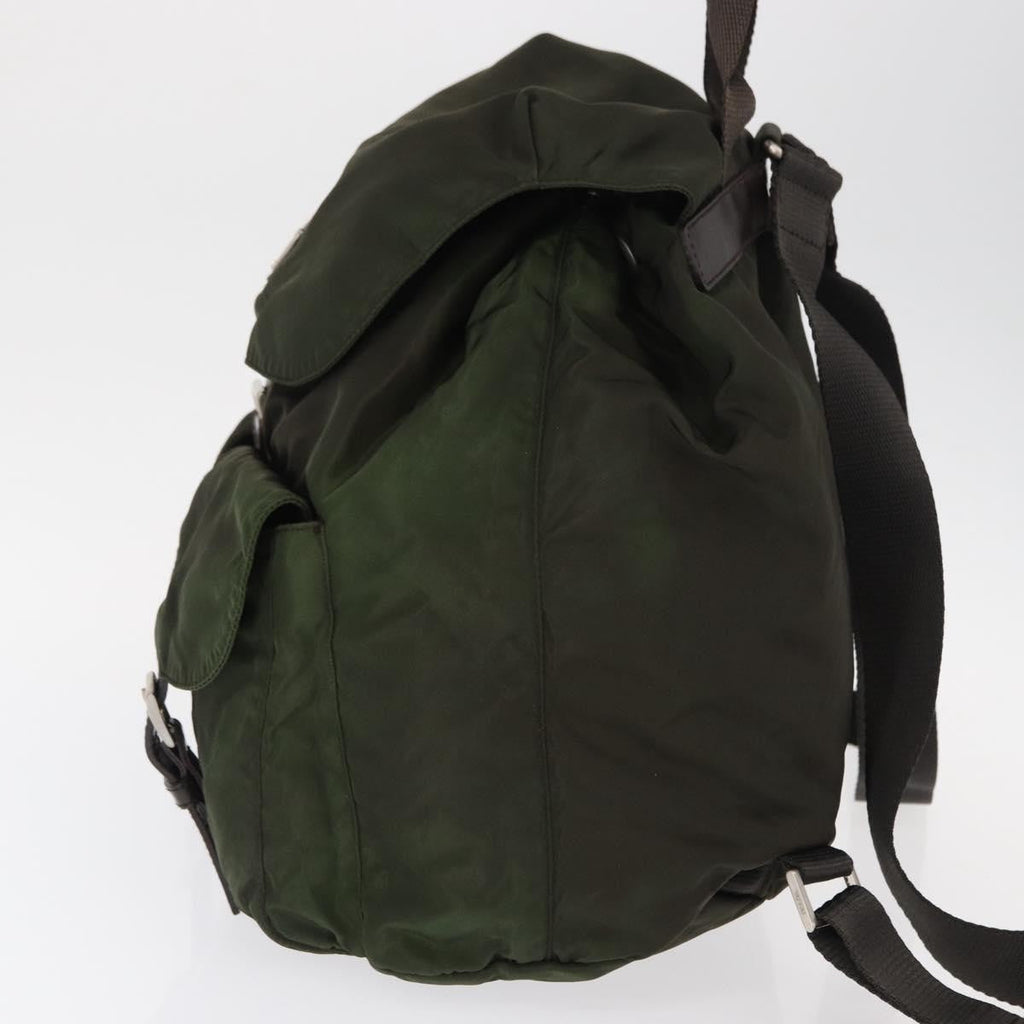 Prada Double Front Pocket Backpack Tessuto Khaki Nylon Backpack Bag (Authentic  )
