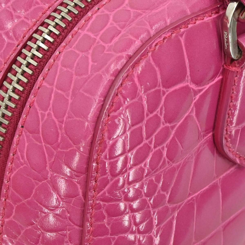 Prada Convertible Bowler Bag Saffiano Leather Pink Leather Handbag ( )