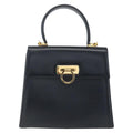 Salvatore Ferragamo Gancini Convertible Top Handle Bag Leather Navy Leather Handbag (Authentic  )