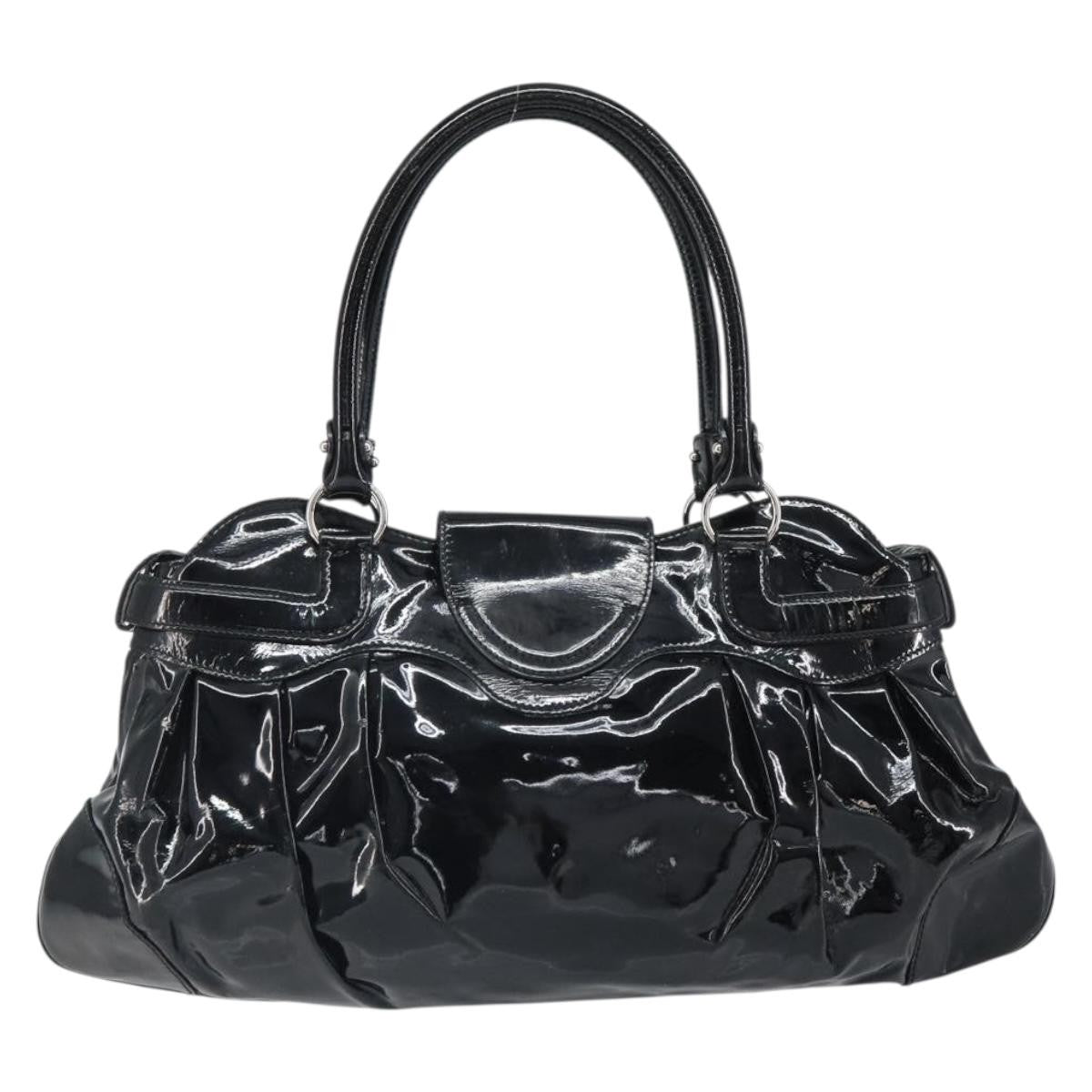 Salvatore Ferragamo Marisa Crossbody Patent Leather Black Patent_Leather Handbag (Authentic  )