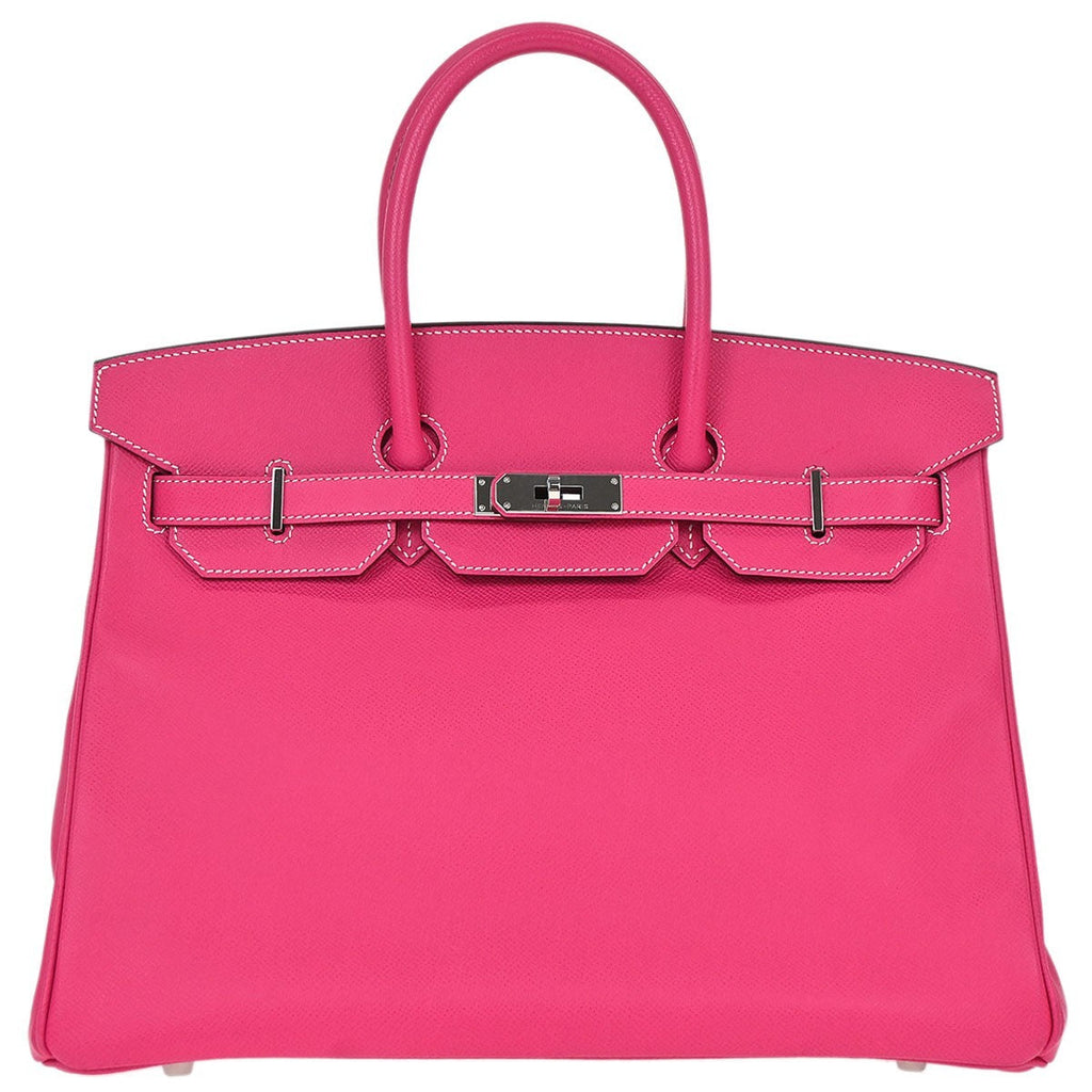 Hermes Birkin Handbag Pink Epsom With Palladium Hardware Pink Leather Handbag ( )