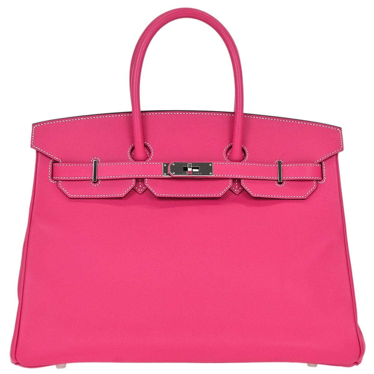 Hermes Birkin Handbag Pink Epsom With Palladium Hardware Pink Leather Handbag ( )