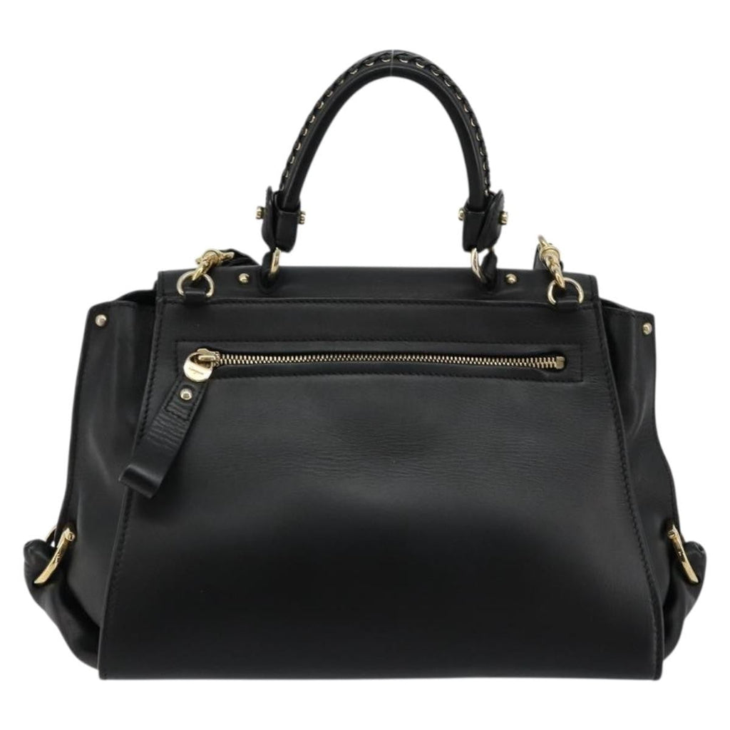 Salvatore Ferragamo Sofia Satchel Leather Black Leather Handbag ( )