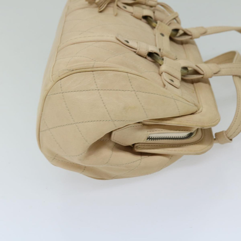 Bally Handbag Leather Beige Leather Handbag (Authentic  )