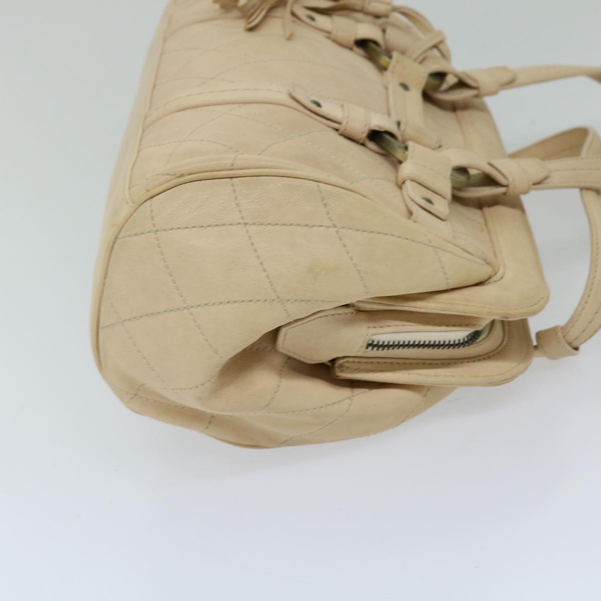Bally Handbag Leather Beige Leather Handbag (Authentic  )