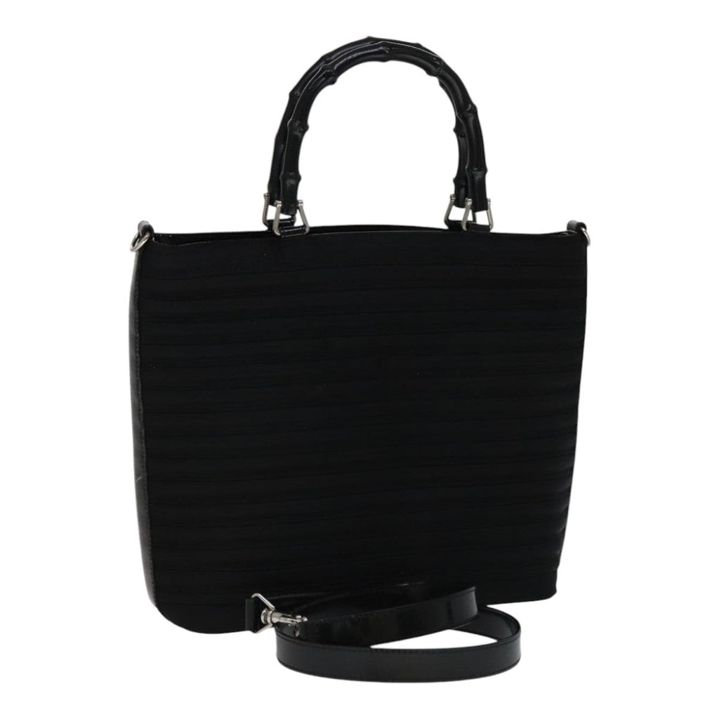 Gucci Vintage Bamboo Handle Bag Nylon Black Nylon Handbag ( )