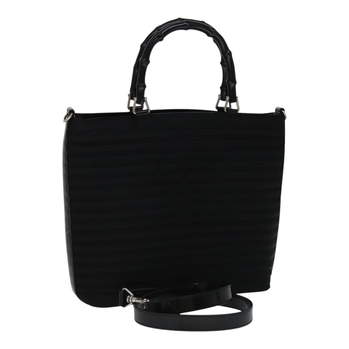 Gucci Vintage Bamboo Handle Bag Nylon Black Nylon Handbag ( )