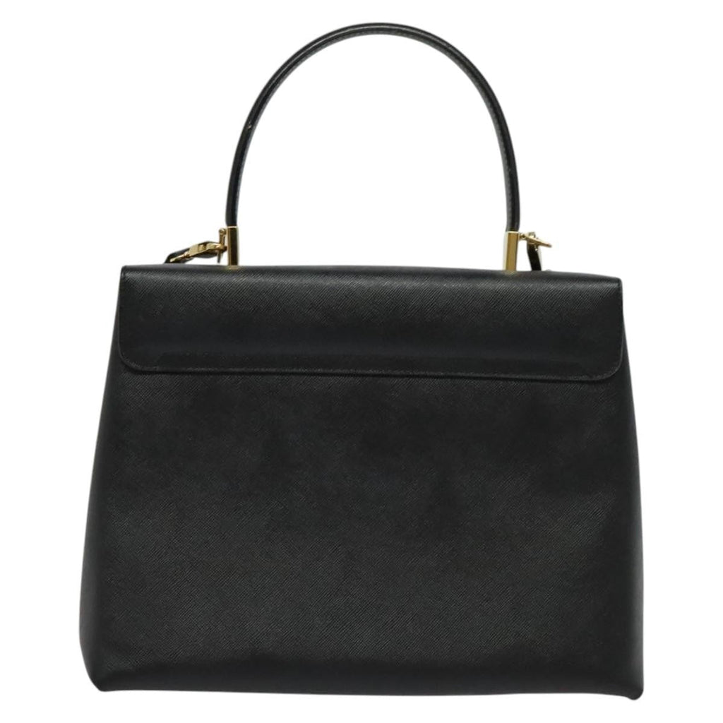 Salvatore Ferragamo Gancini Convertible Top Handle Bag Leather Black Leather Handbag (Authentic  )