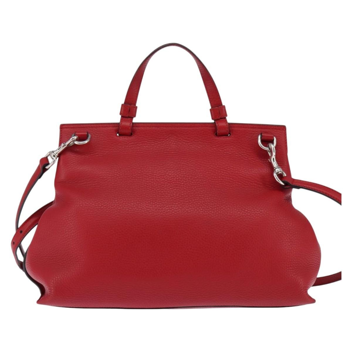 Gucci Bamboo Daily Top Handle Bag Leather Red Leather Bag (Authentic  )