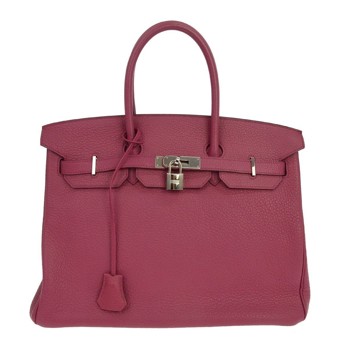 Hermes Birkin Handbag Pink Togo With Palladium Hardware Blue Leather Handbag ( )