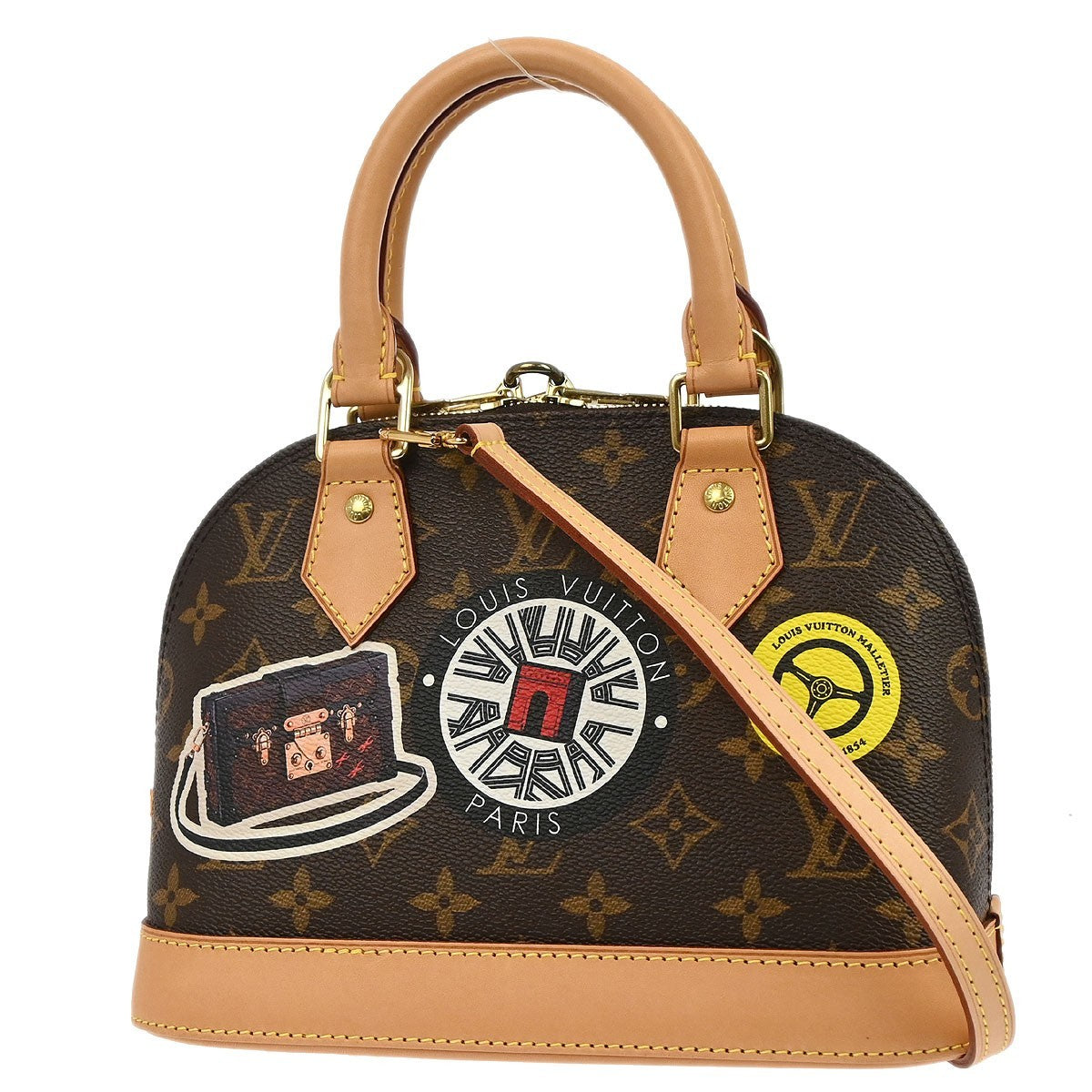 Louis Vuitton Alma Handbag Limited Edition World Tour Monogram Canvas Brown Canvas Handbag (Authentic  )