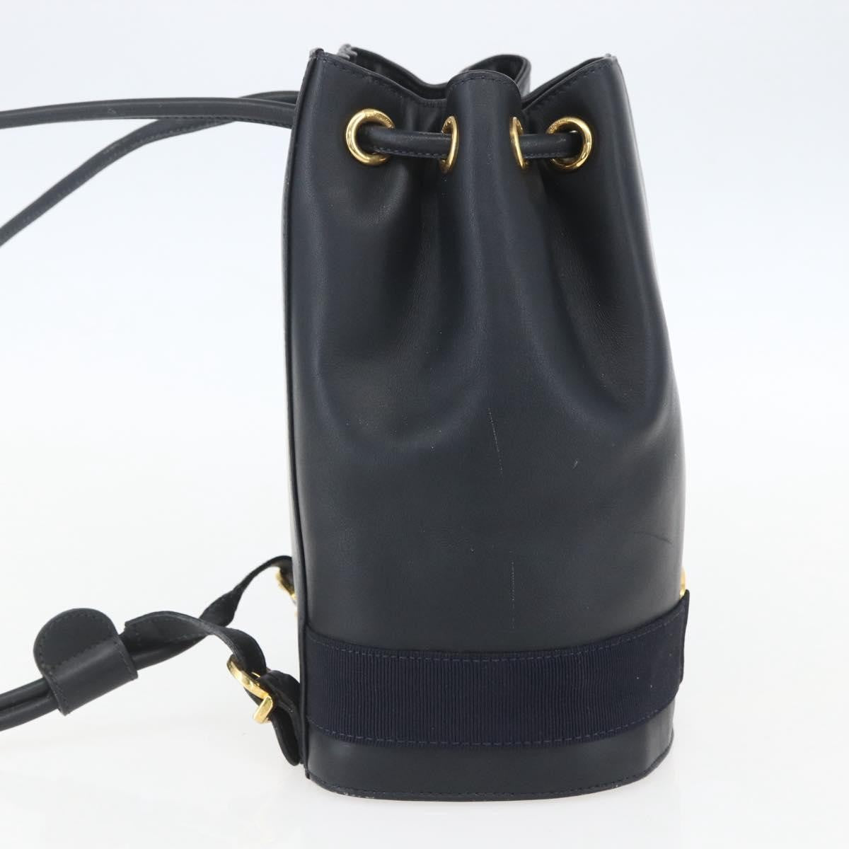 Salvatore Ferragamo Vala Backpack Leather Navy Leather Backpack Bag (Authentic  )