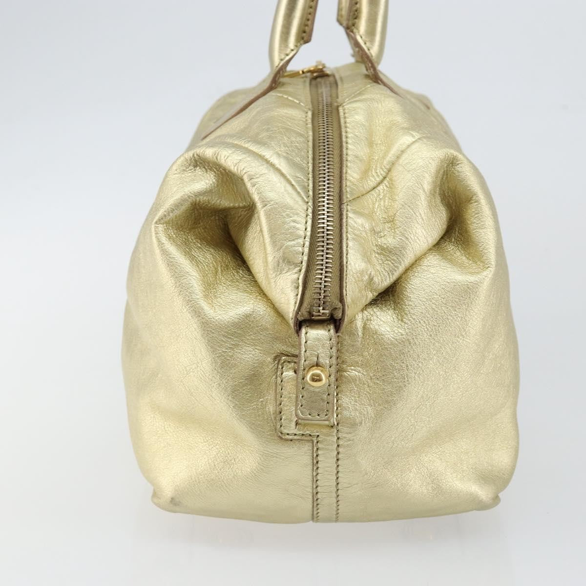 Saint Laurent Easy Y Bag Pebbled Leather Gold Leather Bag (Authentic  )