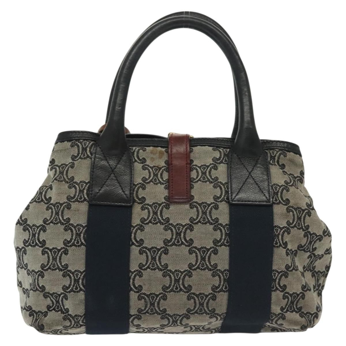 Celine Vintage Macadam Handbag Macadam Navy Canvas Bag (Authentic  )