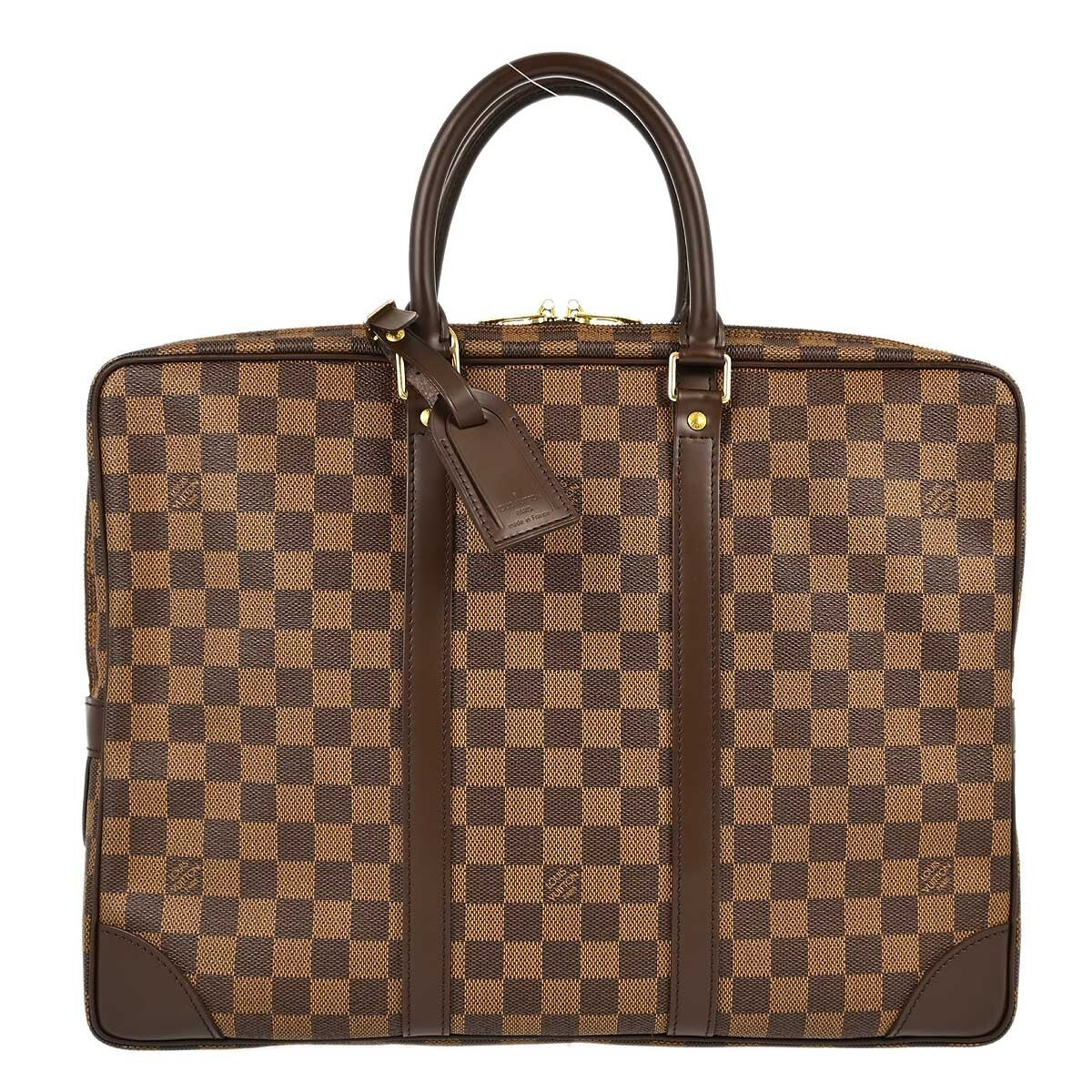 Louis Vuitton Porte-Documents Voyage Briefcase Damier Brown Canvas Briefcase Bag (Authentic  )