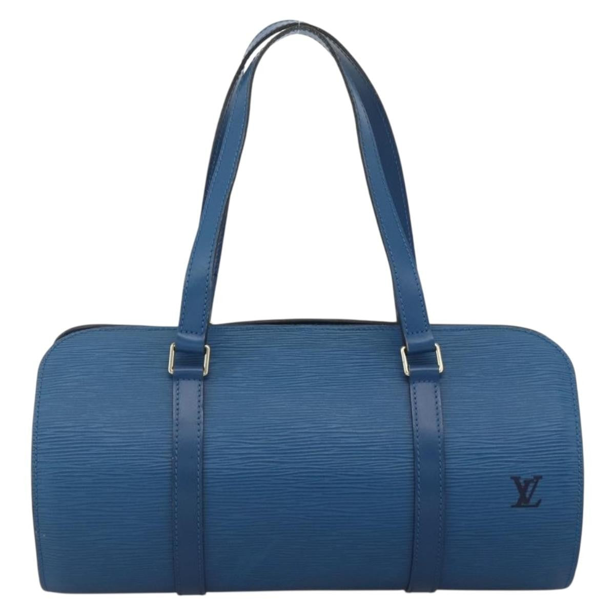 Louis Vuitton Soufflot Handbag Epi Leather Blue Leather Handbag (Authentic  )