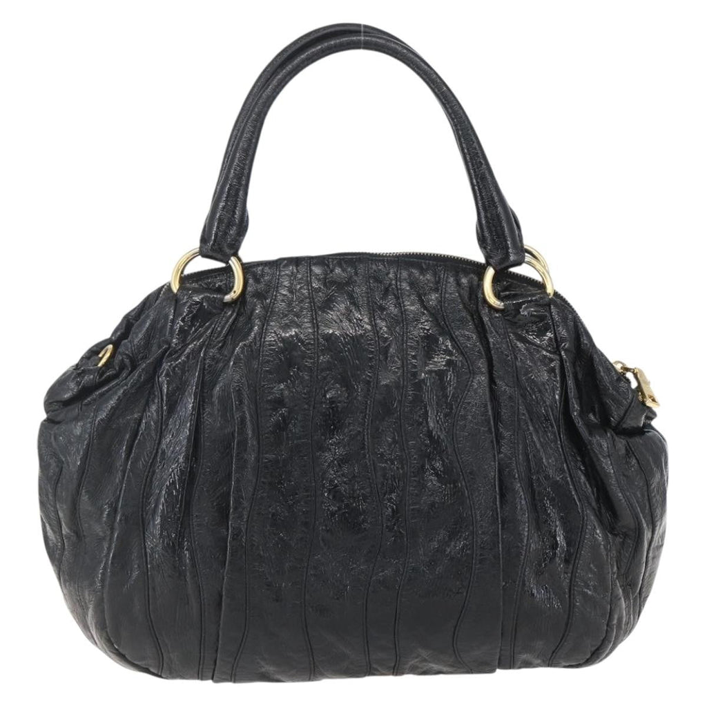 Prada Waves Hobo Leather And Tessuto Black Leather Handbag (Authentic  )