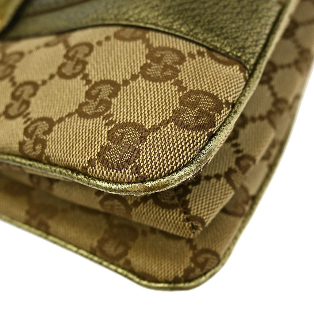 Gucci Belted Bucket Tote Gg Canvas With Leather Beige Canvas Handbag ( )