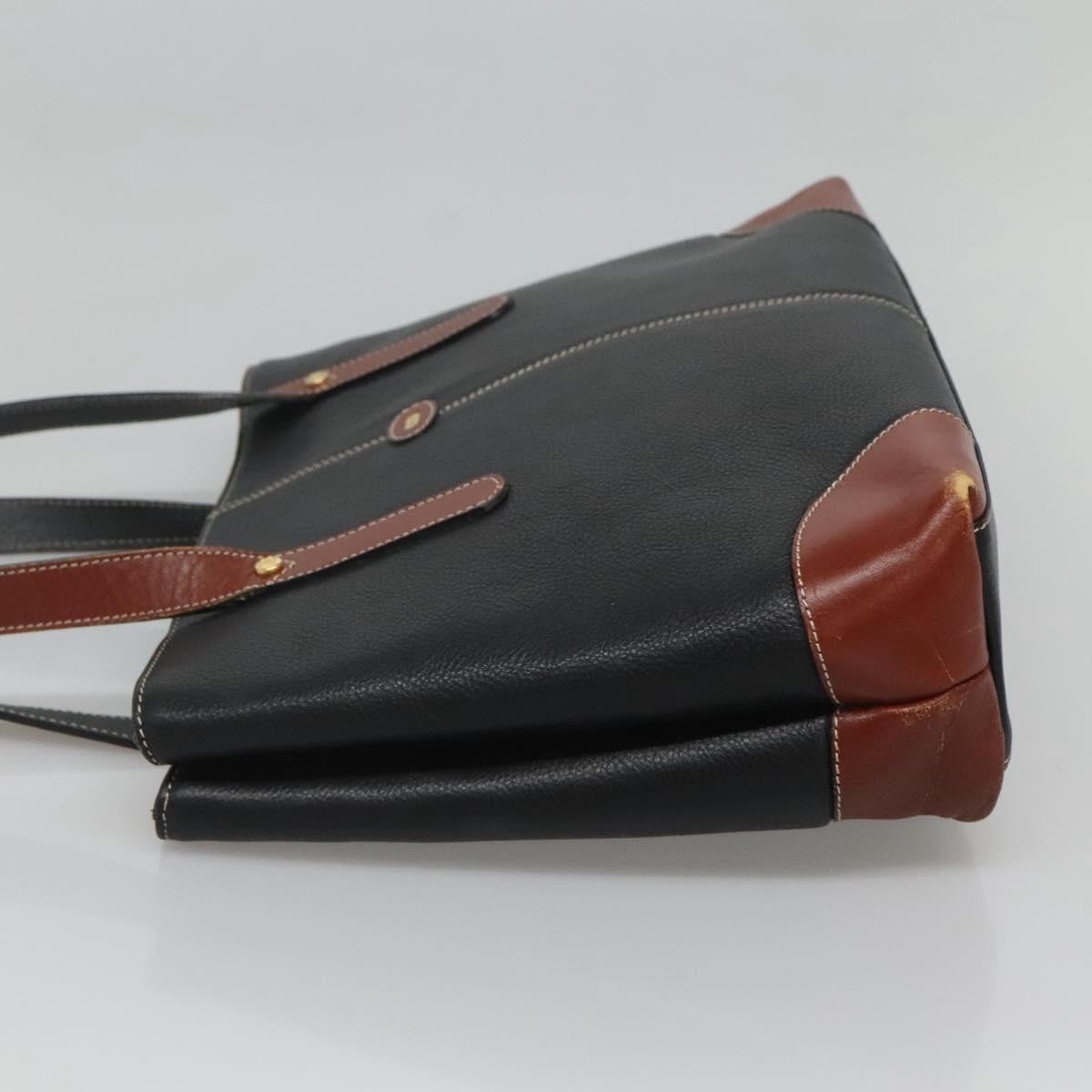 Bally Vintage Shoulder Bag Leather Black Leather Handbag ( )