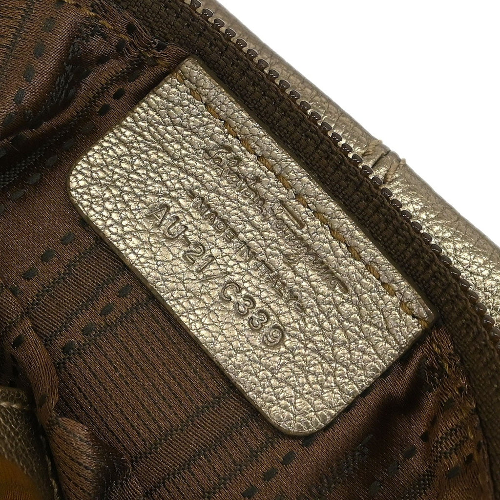 Salvatore Ferragamo Vala Handbag Leather Gold Leather Handbag (Authentic  )