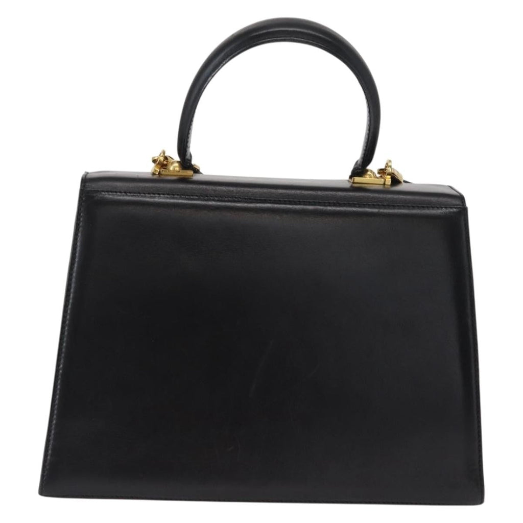 Salvatore Ferragamo Convertible Top Handle Bag Leather Black Leather Handbag (Authentic  )