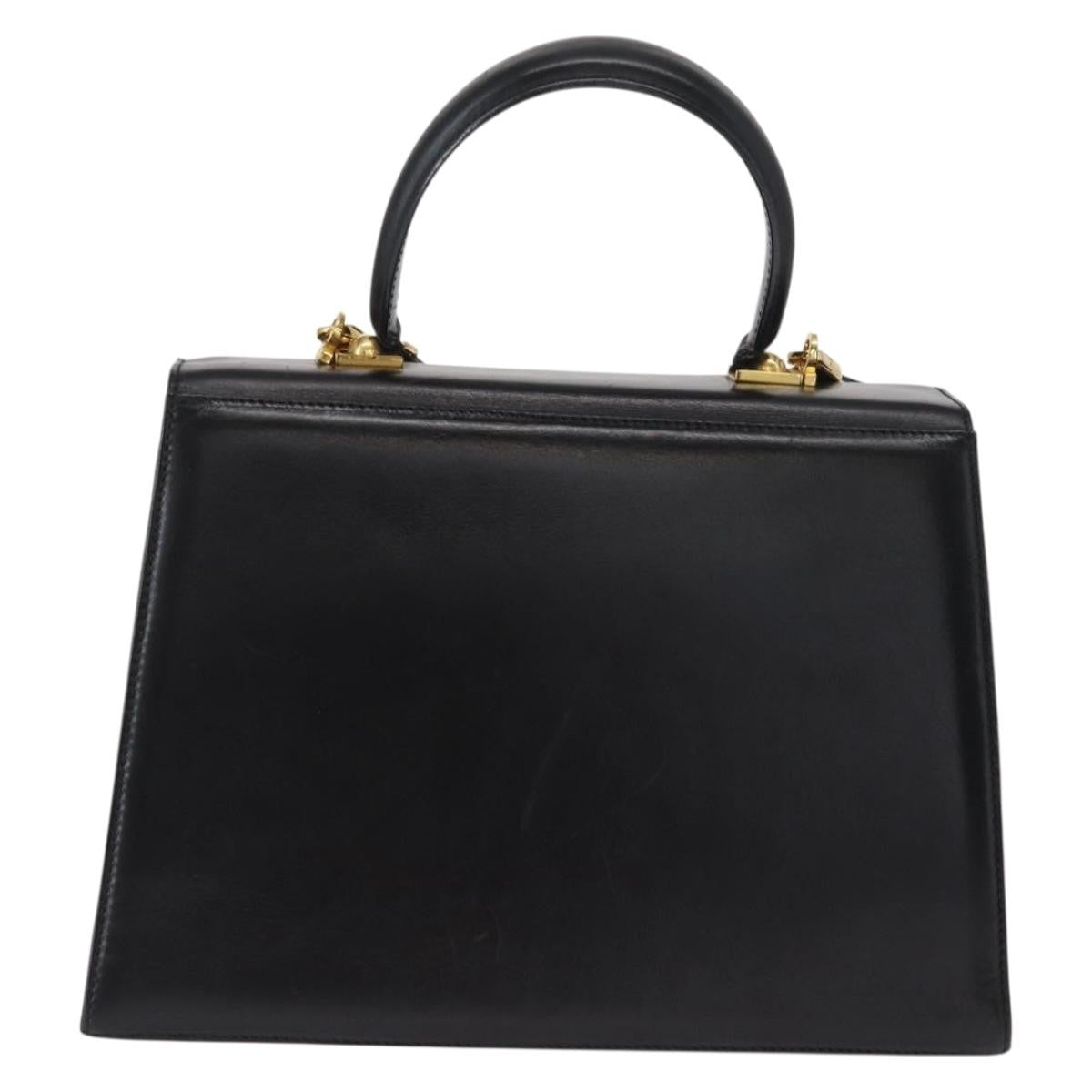 Salvatore Ferragamo Convertible Top Handle Bag Leather Black Leather Handbag (Authentic  )