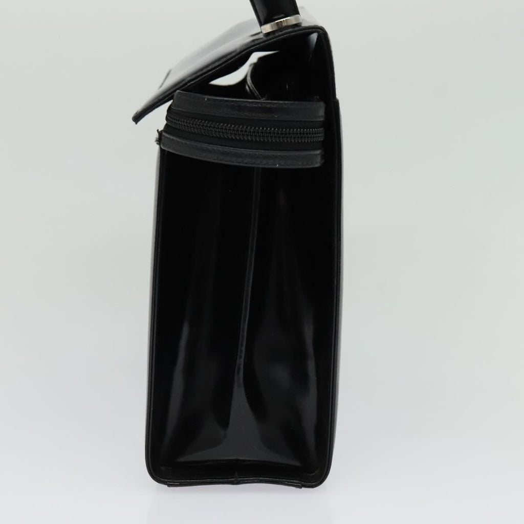 Salvatore Ferragamo Gancini Handbag Patent Leather Black Patent_Leather Handbag (Authentic  )