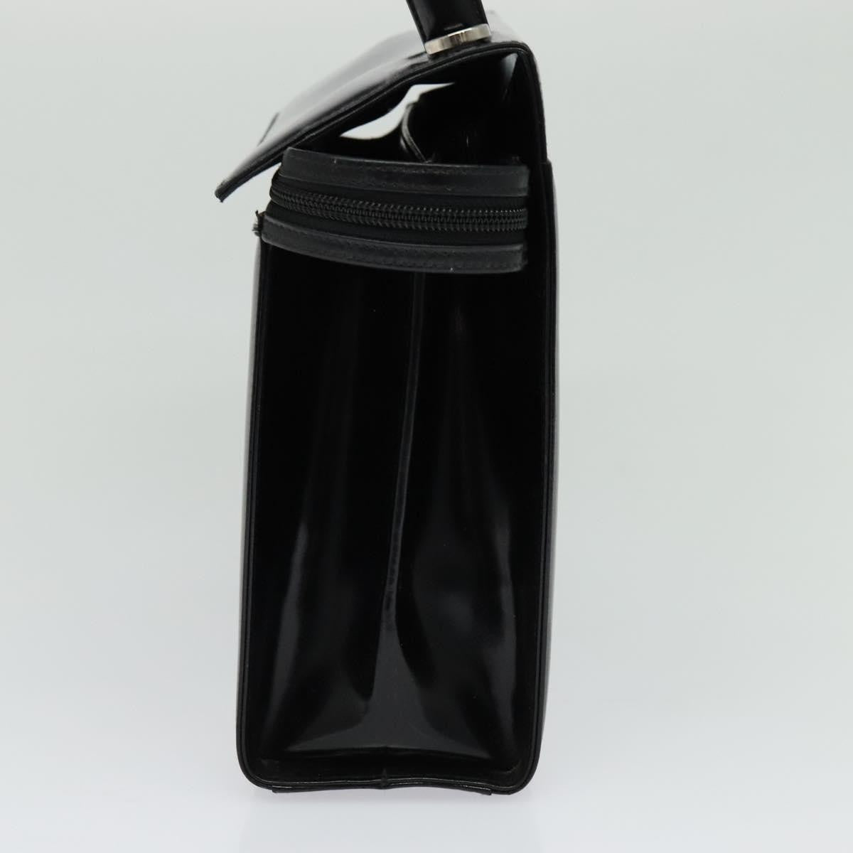 Salvatore Ferragamo Gancini Handbag Patent Leather Black Patent_Leather Handbag (Authentic  )