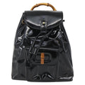 Gucci Vintage Bamboo Backpack Patent Black Patent_Leather Backpack Bag (Authentic  )