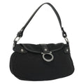 Salvatore Ferragamo Gancini Handbag Canvas Black Canvas Handbag (Authentic  )