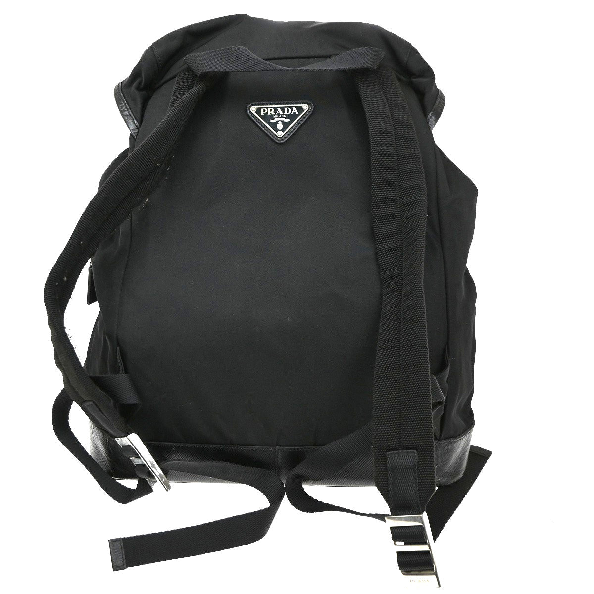 Prada Double Front Pocket Backpack Tessuto Black Nylon Backpack Bag (Authentic  )