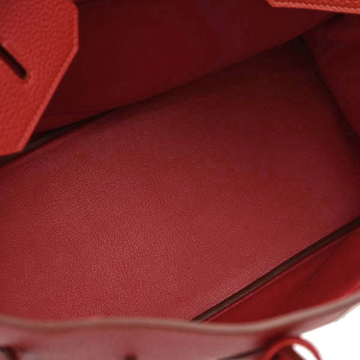 Hermes Birkin Handbag Red Togo With Palladium Hardware Red Leather Handbag ( )
