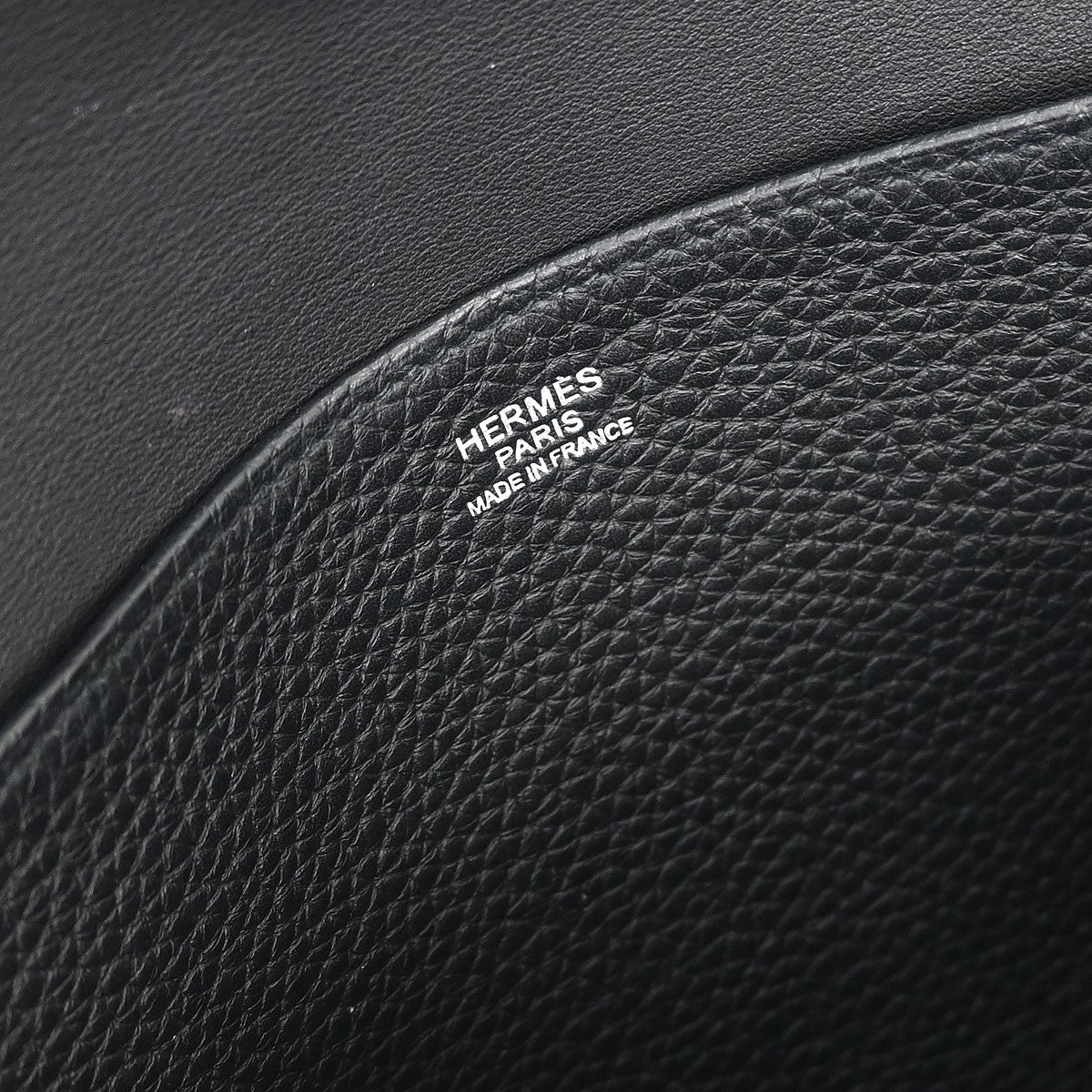 Hermes Halzan Bag Clemence Black Leather Bag (Authentic  )