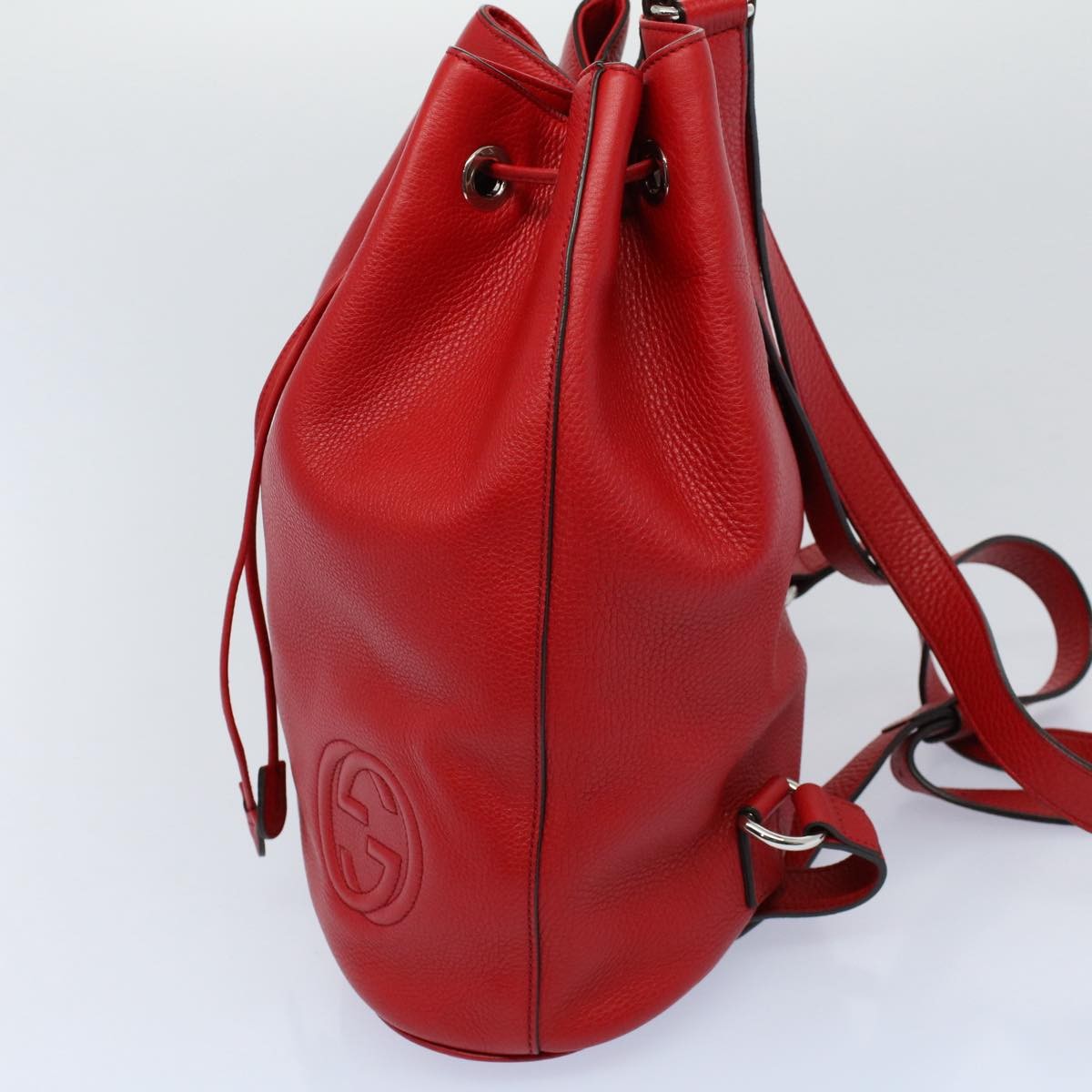 Gucci Soho Drawstring Backpack Leather Red Leather Backpack Bag ( )