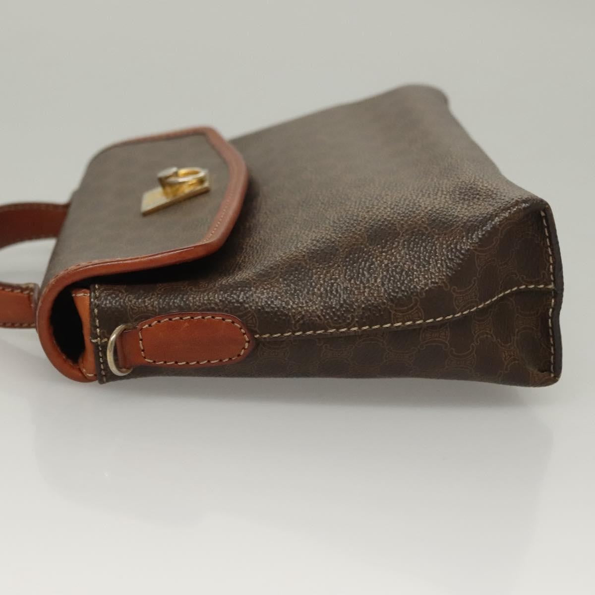 Celine Triomphe Vintage Handbag Macadam Canvas Brown Canvas Bag (Authentic  )