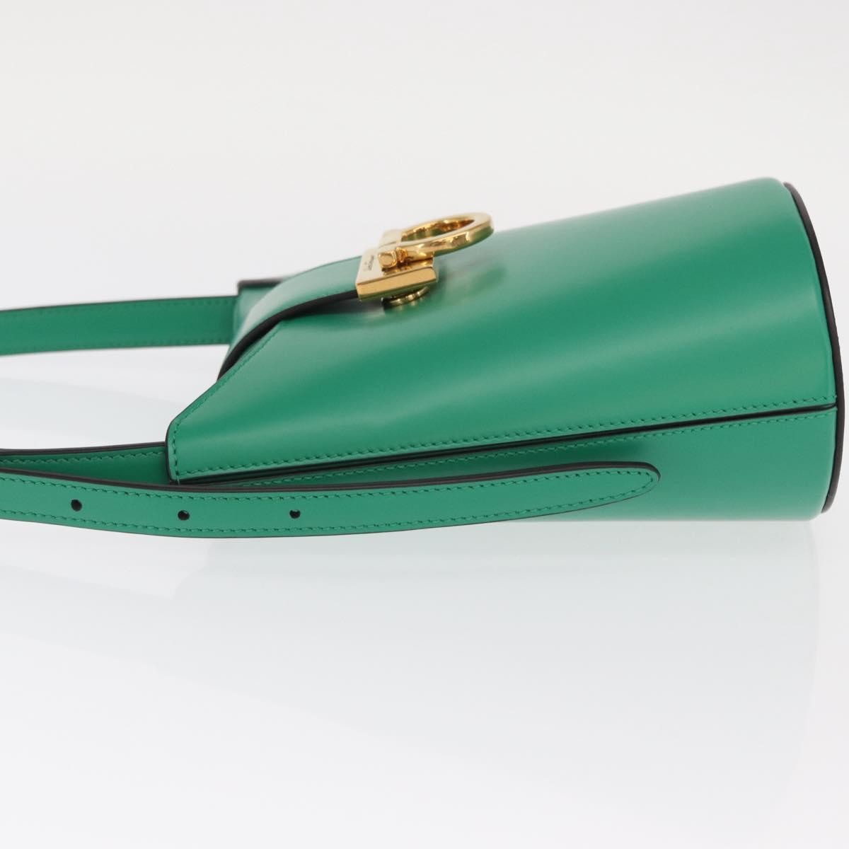 Salvatore Ferragamo Gancini Handbag Leather Green Leather Handbag (Authentic  )