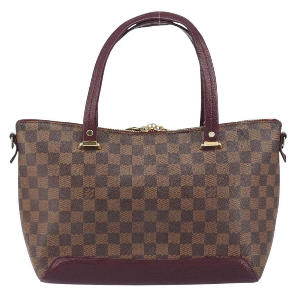 Louis Vuitton Hyde Park Handbag Damier With Leather Brown Canvas Handbag (Authentic  )