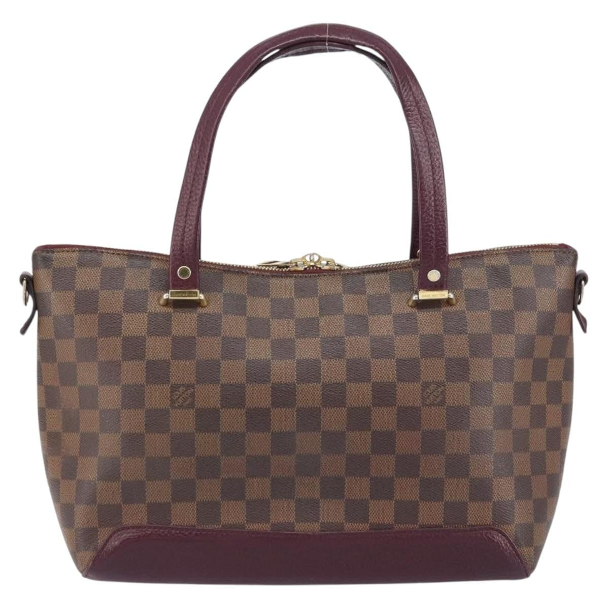 Louis Vuitton Hyde Park Handbag Damier With Leather Brown Canvas Handbag (Authentic  )