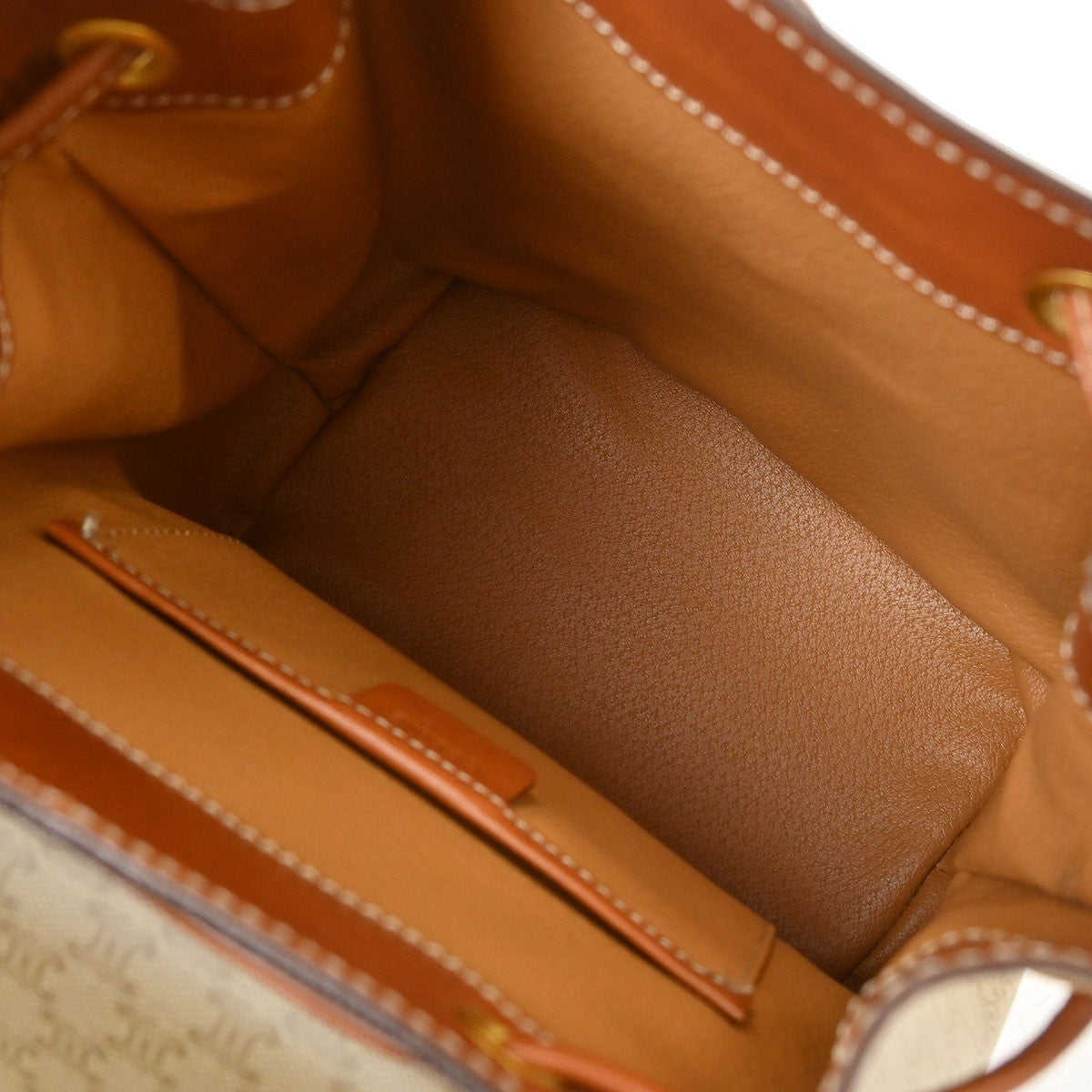 Celine Vintage Macadam Backpack Canvas And Leather Beige Canvas Backpack Bag (Authentic  )